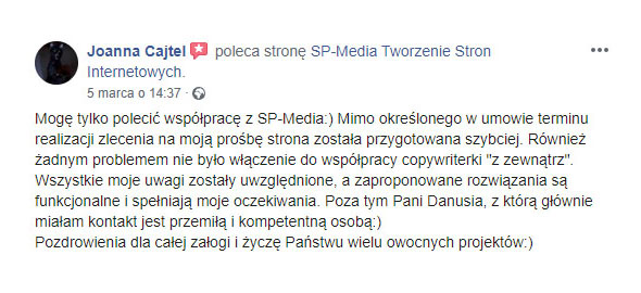 Opinia na temat firmy SP-Media Przemysław Szliep